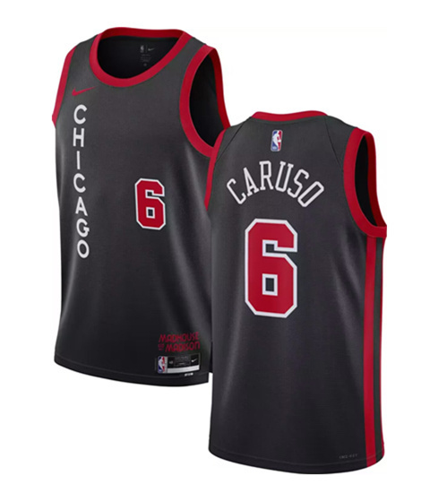 Men's Chicago Bulls #6 Alex Caruso Black 2023/24 City Edition Stitched Basketball Jersey